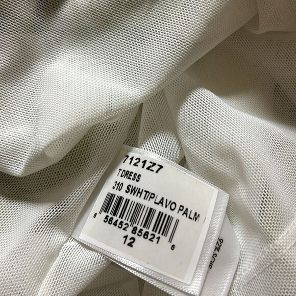 Tracy Reese midi dress palm print gauzy T back brat silk crinkle - Picture 8 of 8